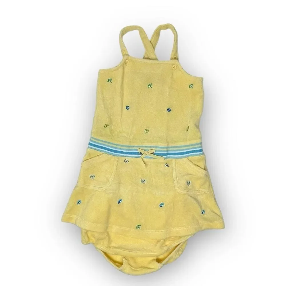 Gymboree Pool Party Yellow Embroidered Terry Dress Vintage 2004 18-24 Months